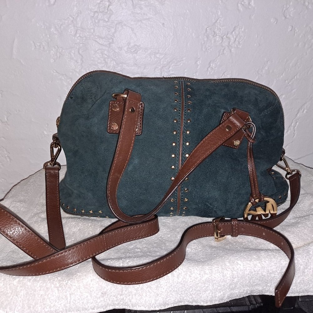 Authentic Michael Kors Green Suede Handbag